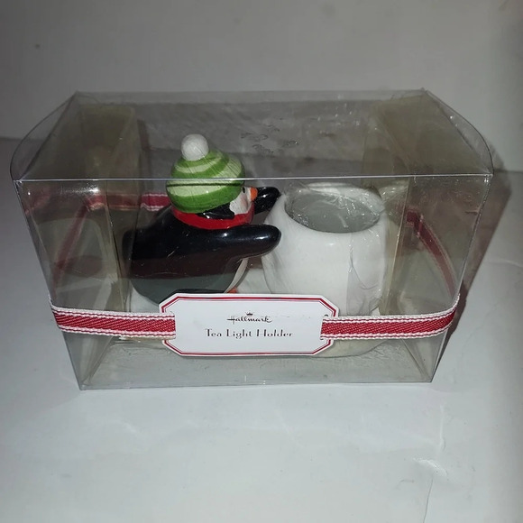 Hallmark Christmas Penguin Ceramic Tealight Holder Still in Box - Picture 1 of 8